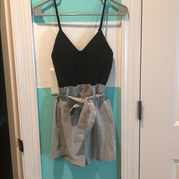 Other - Black & White/Grey Striped Romper